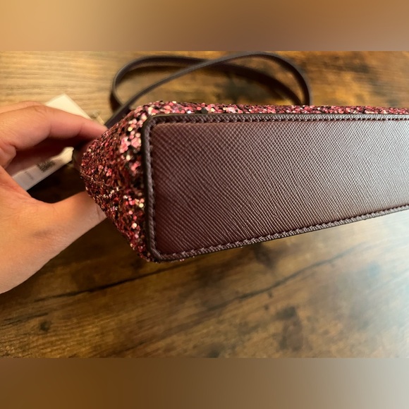NWT Kate Spade Glitter Crossbody Bag in burgundy and pink - Picture 6 of 11